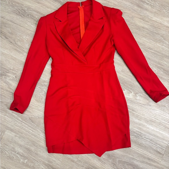 Chic Red Long Sleeve Women's Dress - Picture 2 of 5